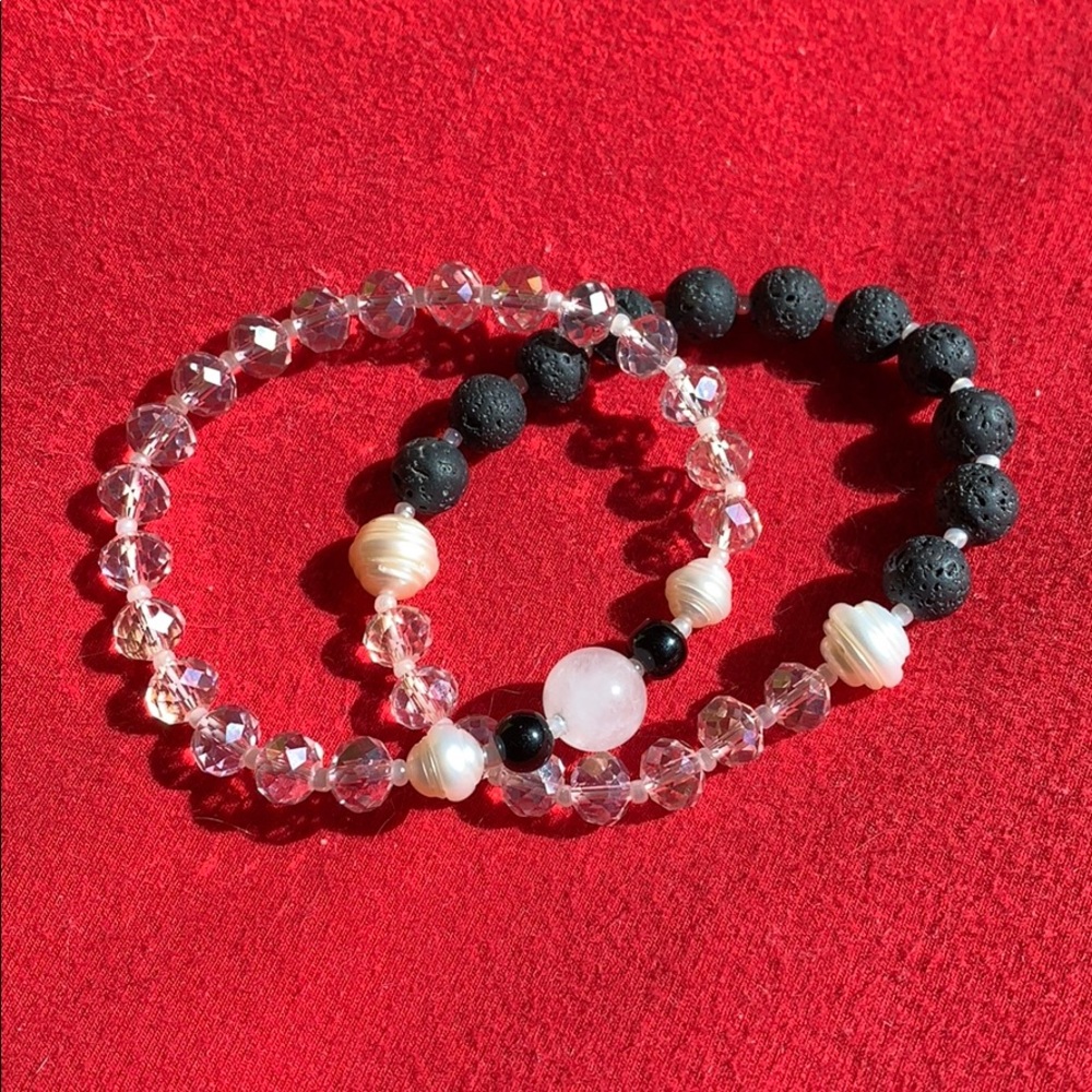 Yoga bracelet WT lava stone crystal genuine pearl